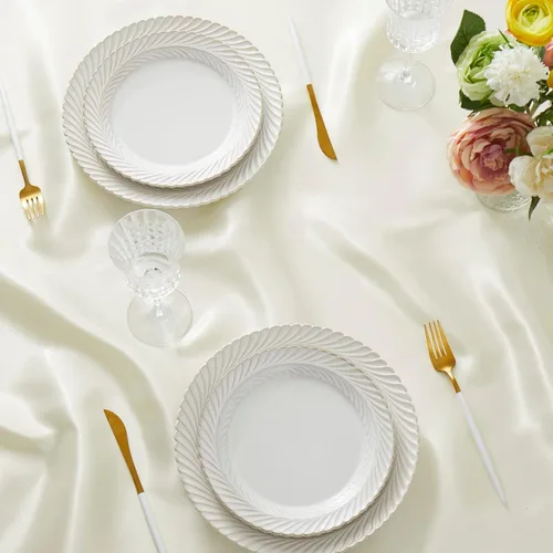Vista 7 de P Pothuiny Paquete de 2 manteles cuadrados de satén beige de 54 x 54 pulgadas, manteles de satén superpuestos para decoración de mesa de tela suave