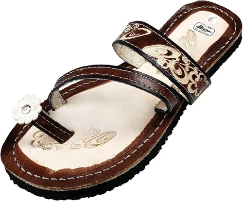 Vista 2 de Sandalias Mexicanas de Piel para Mujer Huarache de Piel Hecho en México