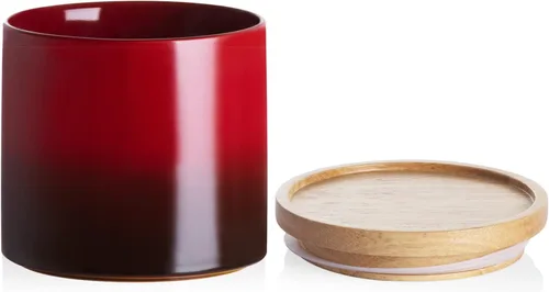 Vista 62 de Recipientes de cocina Sweejar, tarro de almacenamiento de cerámica para alimentos, recipientes apilables con tapa hermética de madera para servir
