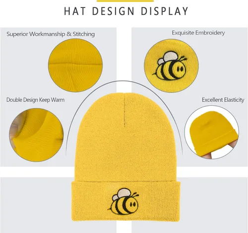Vista 2 de Ozrhuve Lindo gorro de invierno - Gorro para mujer - Gorro de invierno con puños de calavera para reloj de pescador