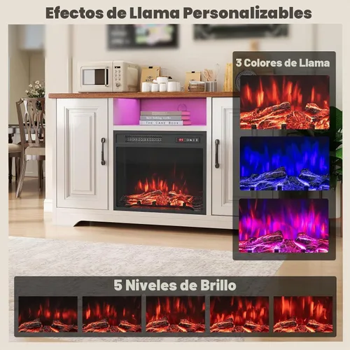 Vista 4 de Tangkula Inserto de chimenea eléctrica de 18 pulgadas, con control remoto, colores de llama ajustables y brillo, protección contra