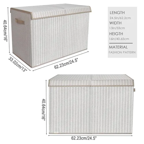 Vista 2 de Caja organizadora de juguetes para niños y niñas, contenedor grande de almacenamiento de tela plegable con tapa abatible y asas para ropa, manta