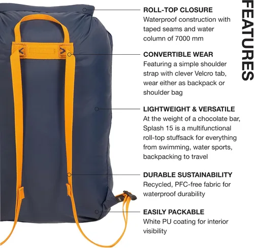 Vista 3 de Exped Mochila Splash - Bolsa impermeable con tapa enrollable, marino, Mochilas Daypack