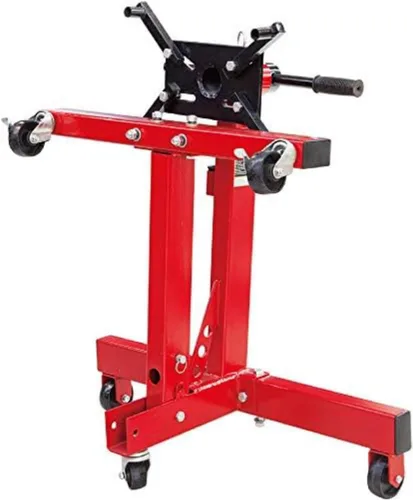 Vista 2 de BIG RED Soporte de motor giratorio de acero, capacidad de 3/4 toneladas (1,500 libras) con marco plegable, 5 ruedas, 4 brazos ajustables, cabezal
