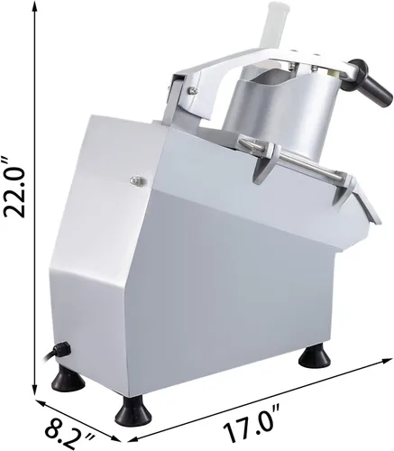 Vista 8 de VBENLEM Procesador de alimentos comercial de 110V, procesador de verduras eléctrico de 550W con 2 orificios de alimentación, 1600 RPM, procesador