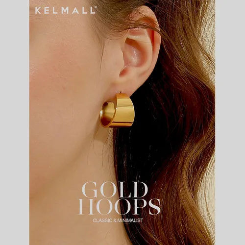 Vista 52 de KELMALL Aretes tipo argolla de oro de 14 quilates para mujer, hipoalergénicos, gruesos, redondos, no se deslustra, para orejas sensibles
