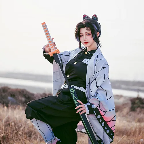 Vista 3 de Nezuko Cosplay de Zentisu Tanjiro Cosplay para adultos niños, traje Mitsuri Shinobu Inosuke, disfraz de anime de Halloween