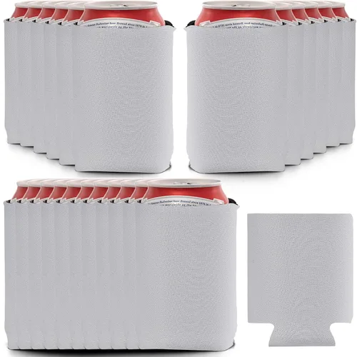 Vista 8 de Enfriadores de latas de cerveza negras de neopreno, plegables aislantes, a granel, paquete de 12 unidades, 25 paquetes (50, negro)