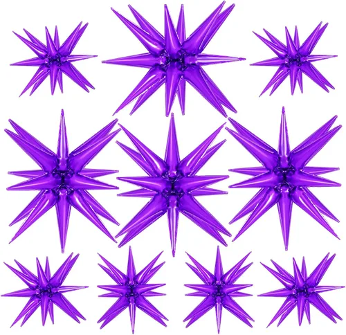 Vista 11 de 10 unidades de globos de estrella roja explosión globos de estrella fulgurante globos de cono de papel de aluminio mágicos para decoraciones
