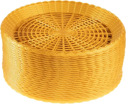 Vista 2 de Paquete de 24 soportes de plástico reutilizables para platos de papel tejido, resistente, color dorado