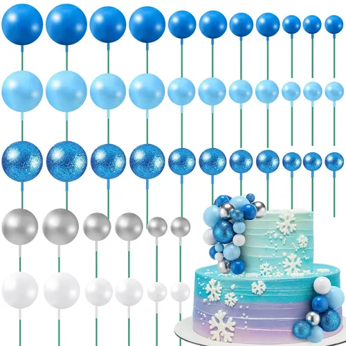 Vista 22 de 108 piezas de decoración de bolas para tartas, decoración de cupcakes, globos de espuma para tartas de bricolaje para bodas, aniversarios, blanco