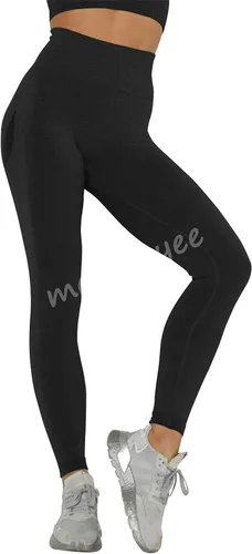 Vista 2 de Memoryee - Mallas de cintura alta con realce de glúteos para mujer, pantalón de yoga con diseño de panal para correr