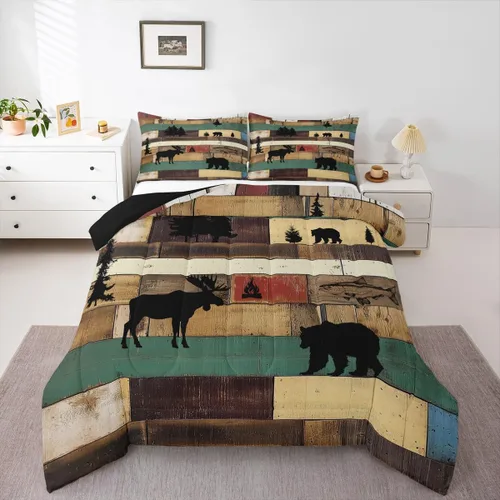 Vista 36 de Erosebridal Happy Camping - Edredón tamaño individual para niños, juego de ropa de cama de animales del bosque del bosque para bebés, niños y niñas