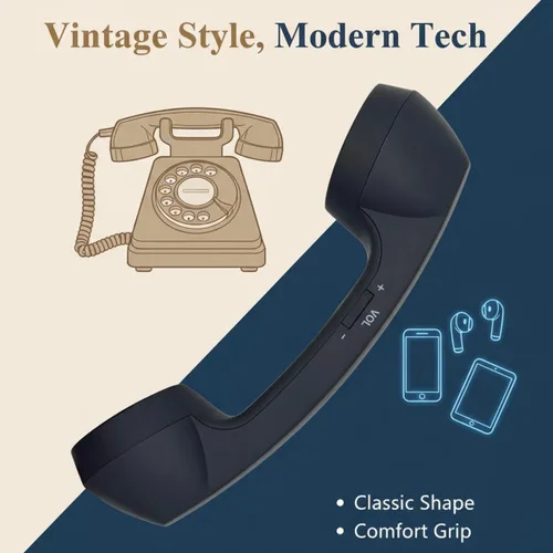 Vista 6 de Auricular de Teléfono Retro, Nuevo Auricular de Teléfono Retro 2026 para iPhone y Android, Tipo-C/Bluetooth Inalámbrico Receptor de Teléfono Antiguo