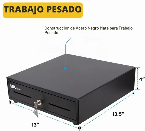 Vista 3 de HK SYSTEMS Cajón manual resistente de 13 pulgadas con 4 billes/5 monedas, hasta extraíble, dos ranuras mediales, color negro 1. Negro.