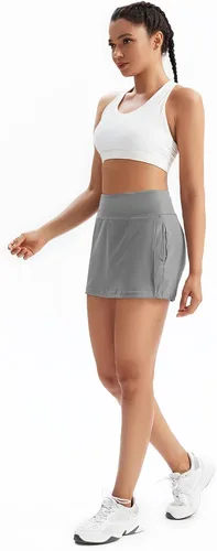 Vista 3 de Blaosn Pantalones cortos atléticos fluidos para mujer, gimnasio, yoga, entrenamiento, correr, tenis, falda pantalón de moda, ropa casual de verano