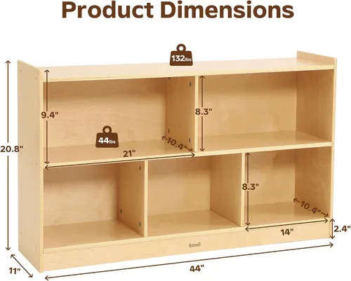Vista 2 de Bateso Organizador de almacenamiento de juguetes para habitación de niños, estantería de madera para niños, para aula, organizador de almacenamiento