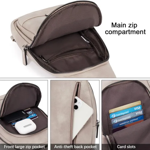 Vista 4 de CLUCI - Bolso cruzado para mujer, bandolera de piel, mochila para viajes