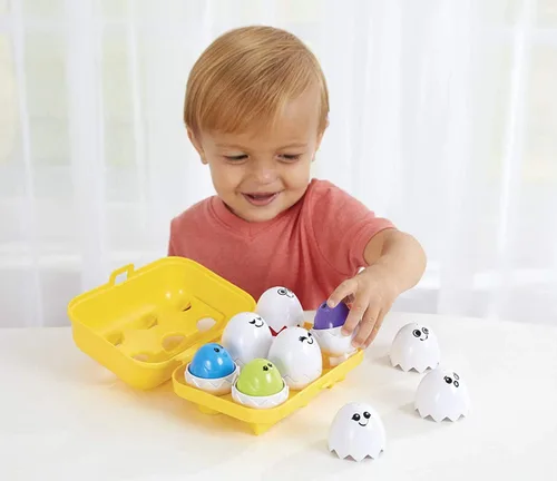 Vista 6 de Kidoozie Peek N Peep Eggs - Juguete de clasificación y apilamiento mentalmente estimulante para edades de 1 año en adelante, una forma divertida