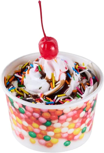 Vista 87 de Restaurantware Coppetta - Vasos de postre de 3 onzas, 50 tazas desechables para helado, tapas se venden por separado, cuencos de papel a cuadros