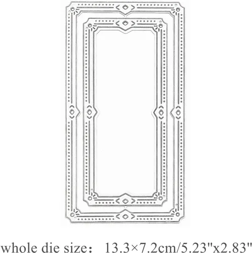 Vista 2 de Juego de 2 troqueles de metal con marco rectangular, marco de anidación rectangular cosido, plantillas cortadas para álbumes de recortes, álbumes