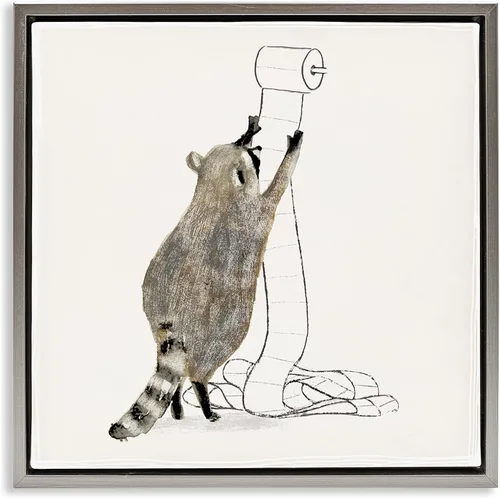 Vista 13 de Papel higiénico de mapache Humor, 12 x 12 pulgadas enmarcado Giclée Print Blanco costero (Texturado)