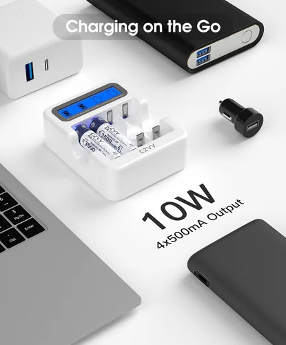Vista 3 de Baterías recargables AA de litio de 1.5 V, paquete de 8 unidades de gran capacidad de 3500 mWh, doble A compatible con detección de batería baja