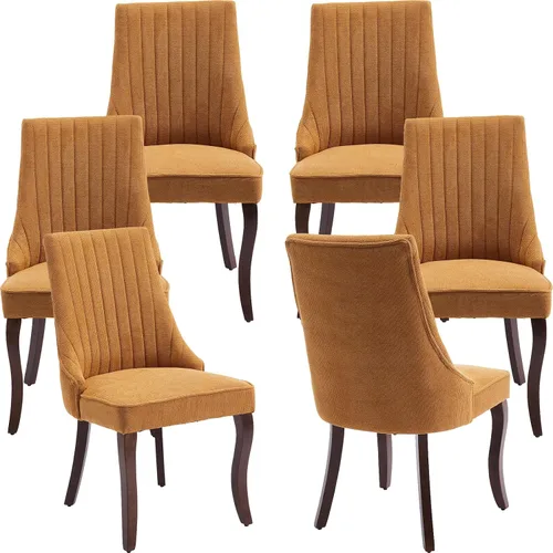 Vista 35 de Juego de 2 sillas de comedor modernas de mediados de siglo, tapizadas de tela beige, sillas de cocina y comedor, sillas de cocina con patas