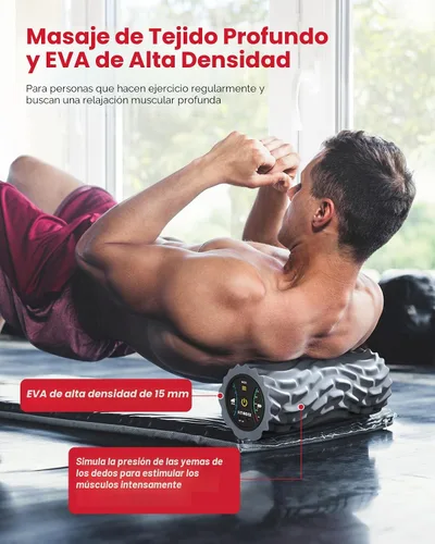 Vista 2 de FITINDEX - Rodillo de espuma vibratoria para ejercicio, 5 velocidades de vibración, recargable Yoga Roller, Electric Roller for Deep Tissue Gris