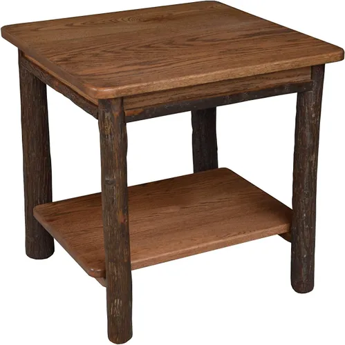 Vista 8 de Amish-Made - Mesa auxiliar cuadrada grande de nogal teñido natural con estante Natural Stain