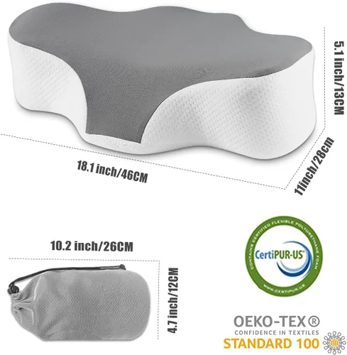 Vista 8 de Bespilow Almohada de viaje para dormir, almohada de soporte cervical para el cuello para aliviar el dolor de cuello, almohada de espuma