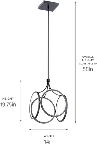 Vista 2 de Kichler Lighting Ciri - Colgante LED pequeño (19,75 pulgadas), color negro