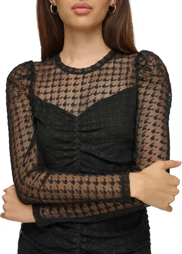 Vista 5 de Karl Lagerfeld Paris Blusa de manga larga de malla de pata de gallo para mujer