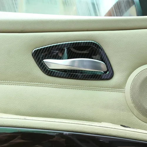 Vista 4 de YIWANG ABS cromo puerta interior de coche cubierta cubierta 4 unids para BMW E90 3 serie 2005-2012 Auto Accesorios (fibra de carbono)