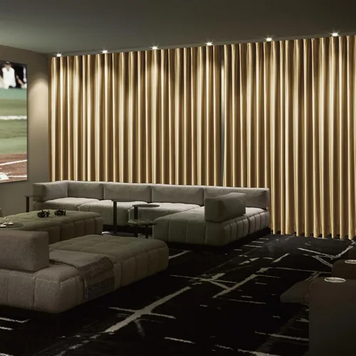 Vista 17 de Frelement Cortinas de cine de terciopelo con ganchos planos de privacidad con forro opaco para sala de cine, sala de cine, escenario, villa, 100