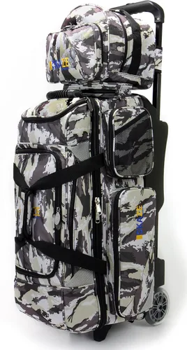 Vista 10 de Rodillo de Bolos para 3 Bolas + 1 Bolsa Adicional para 1 Bola de Color a Juego Azul-negro