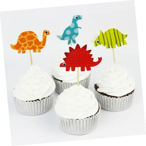 Vista 9 de 96pcs Dinosaur Cake Topper Paper Decoration Insert for Party