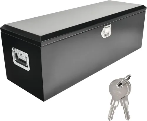 Vista 17 de Caja de herramientas de acero negro de 24 pulgadas, para camioneta, coche, remolque, almacenamiento en exterior, organizador de herramientas