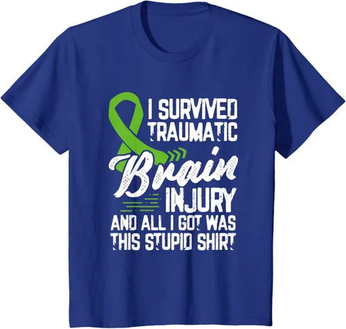 Vista 39 de Camiseta traumática con cinta verde para concienciación de lesiones cerebrales traumáticas I survived TBI, Negro, S