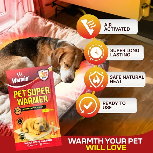 Vista 7 de Warmie Súper calentador para perros y gatos Paquetes de calor para mascotas activadas por aire Más grande y ancho para calidez en la cama