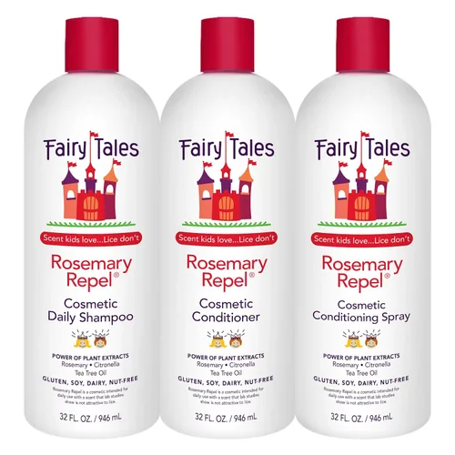 Vista 6 de Fairy Tales Rosemary Repel Champú diario para niños, 12 fl oz., Acondicionador, 8 fl oz. & Espray acondicionador, 8 fl oz. Star Trio – A los niños