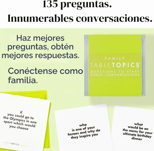 Vista 2 de Tabletopics Family: Preguntas para comenzar grandes conversaciones. (idioma español no garantizado).