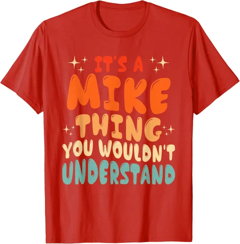 Vista 72 de Camiseta retro de los años 80 con texto en inglés "It's A Mike Thing You Wouldn't Understand", Negro