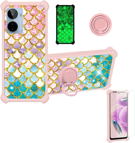 Vista 11 de jioeuinly Cricket Ovation 2 - Funda compatible con AT&T Maestro Max (2021) con protector de pantalla de vidrio templado, policarbonato duro +