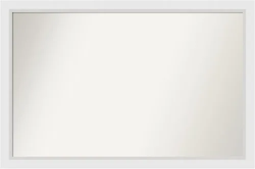 Vista 187 de Amanti Art Espejo de baño blanco para sobre el fregadero, 24 x 26 pulgadas, espejo rectangular blanco y blanco, marco de madera contemporáneo