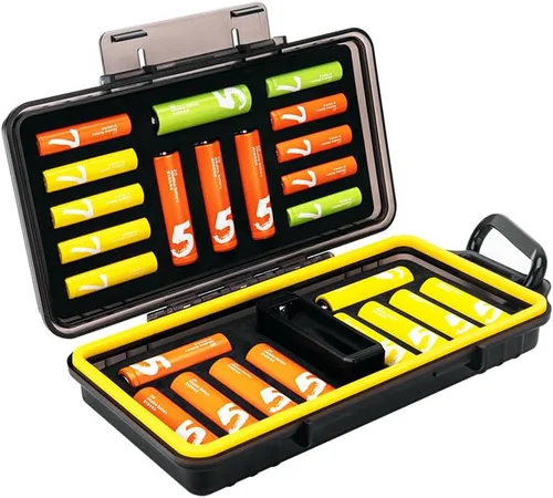 Vista 17 de KIWIFOTOS 14 ranuras 18650 organizador de batería caso protector duro almacenamiento a prueba de golpes 18650 18350 titular de batería caja