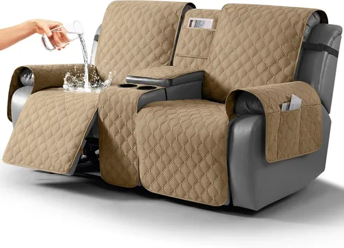 Vista 12 de TAOCOCO Funda para Sillón de Dos Plazas Reclinable 100% Impermeable con Consola Central, Funda de Sofá Reclinable Reversible para 2 Asientos