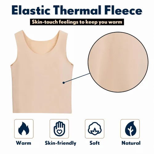 Vista 6 de 4 piezas de camisetas térmicas sin mangas para mujer, camisetas sin mangas para mujer, camisola de algodón, capa base cálida