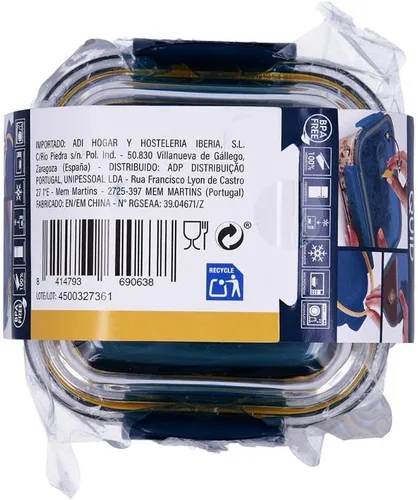 Vista 7 de Quid Astral cuadrado hermético recipiente de vidrio 4.6x4.5x2.5 in - 32cl otro vidrio conveniente microondas seguro congelador reciclable
