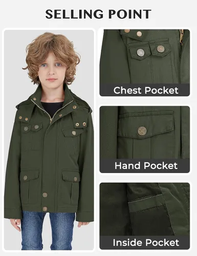 Vista 4 de WenVen - Chaqueta de algodón ligero con capucha para niño